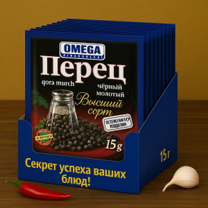 Перец чёрный молотый, высший сорт, 15 г — универсальная специя с насыщенным ароматом
